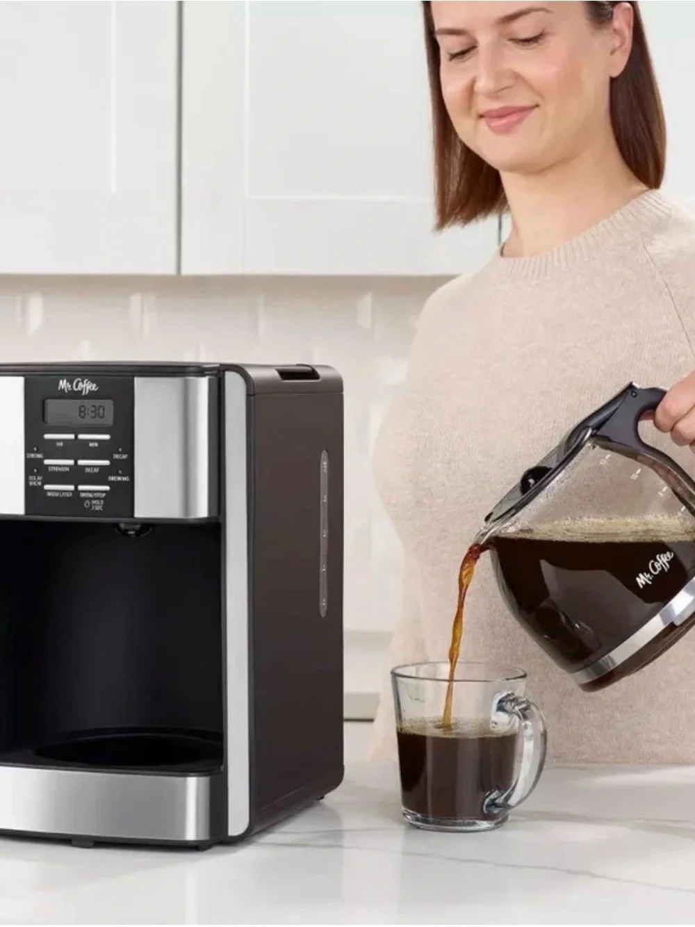 Mr. Coffee Black 3 Way to Brew, Stainless 12-Cup Programmable Coffee Maker